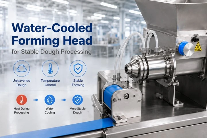 Water-Cooled Forming Head for Stable Dough Processing Water-Cooled Forming Head for Stable Dough Processing